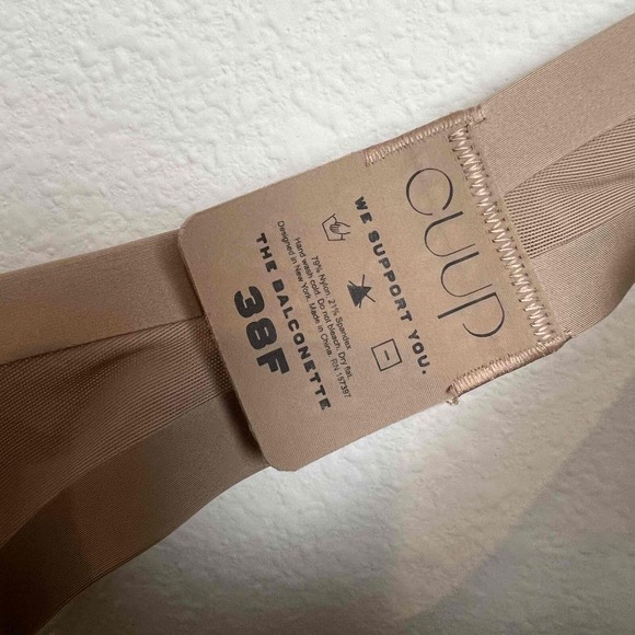 CUUP Size 38F Balconette Taupe Ultra-Thin Memory Foam Cups No-Slip - Picture 4 of 9
